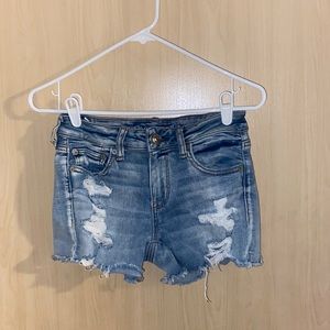American eagle next level stretch distressed denim shorts